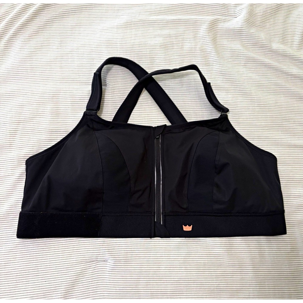 SHEFIT 5 Luxe Ultimate Zip Front High Impact Sports Bra Black Adjustable Padded
